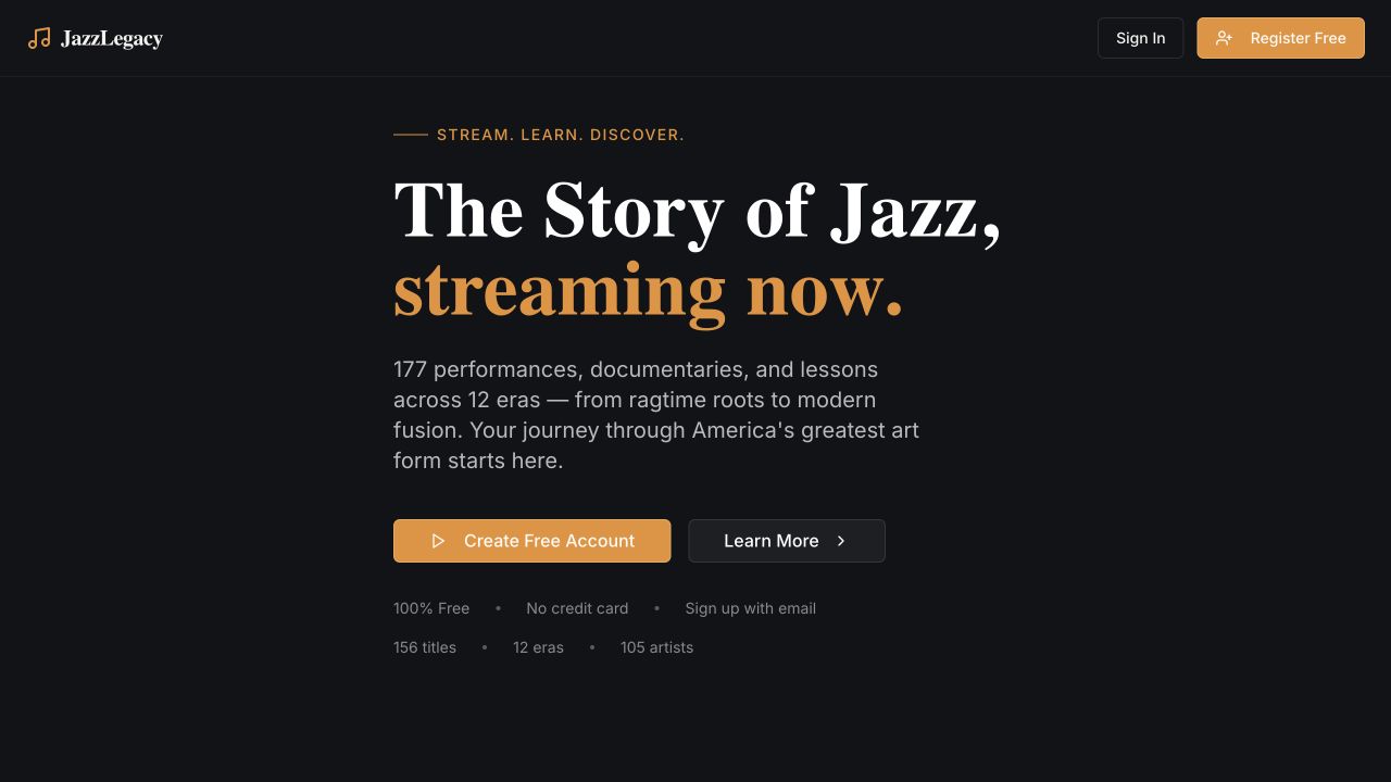 JazzLegacy streaming and jazz education platform